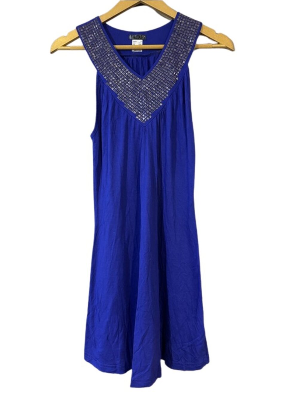 VENUS Royal Blue Sleeveless Top Studded Neckline Women’s Medium Flowy Blouse